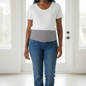 Love of Labor Maternity Jeans Women’s Blue Denim Stretch Over Belly Panel Size M